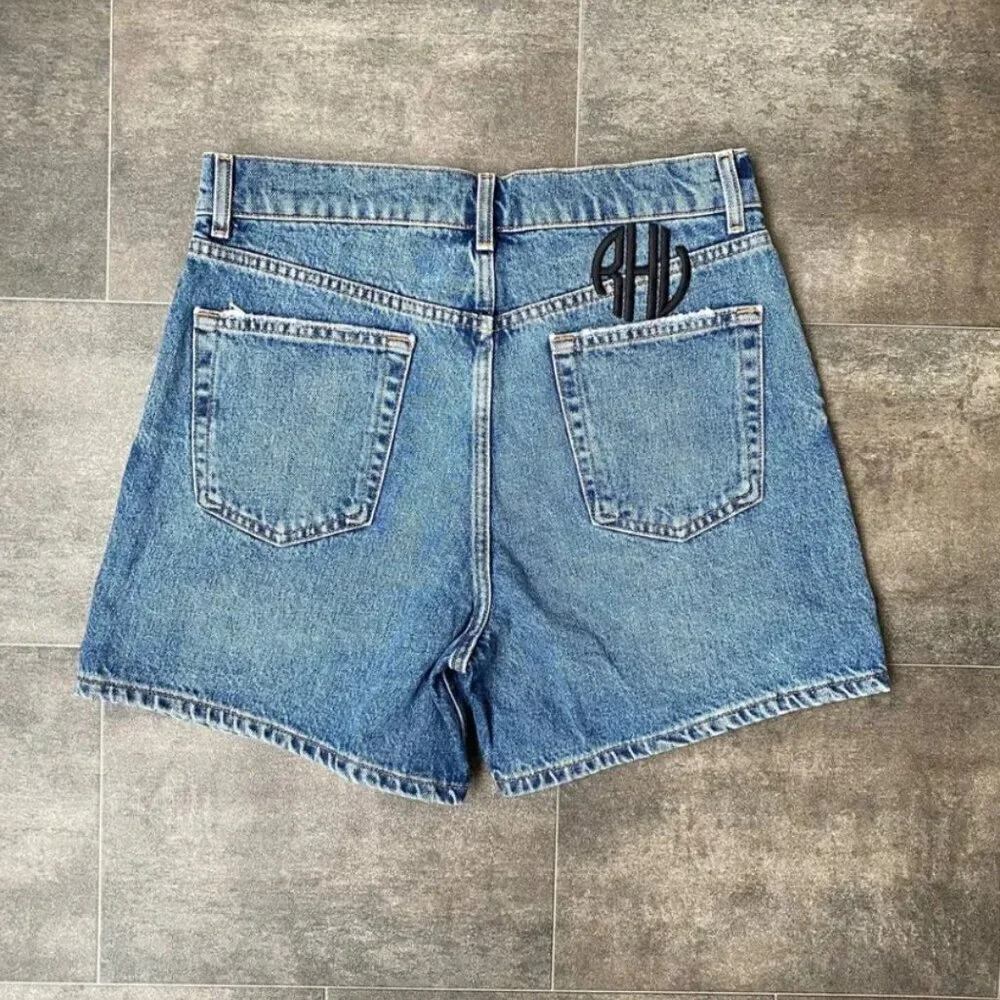 Zara RHUDE Denim Shorts logo SIZE  42